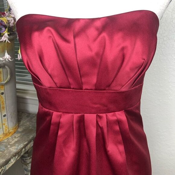 Alfred Angelo Wine Red Satin Strapless Occasion /Bridesmaid Dress - Picture 2 of 10